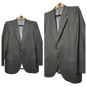 VTG The Hub Men's Blazer 2 Button Gray 100% Wool Sport Coat SZ Unknown